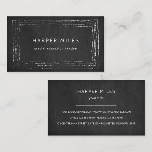 黒枠動揺しての黒板先生 名刺 (正面/裏面)