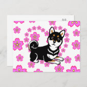 黒柴犬犬の漫画 ポストカード (正面/裏面)