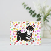 黒柴犬犬の漫画 ポストカード (スタンド正面)