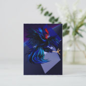 黒格闘鶏はがき ポストカード (スタンド正面)