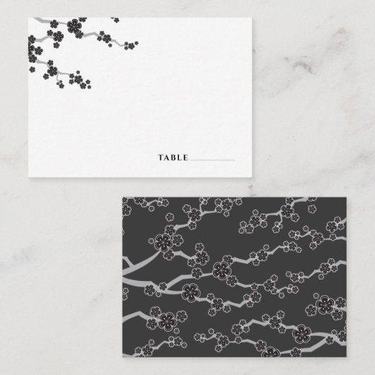 黒桜花さくらんぼ咲く禅結婚の プレイスカード (正面/裏面)