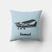 黒機旅行ベビーシャワー、青の航空 クッション (裏面)