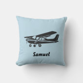 黒機旅行ベビーシャワー、青の航空 クッション (正面)