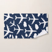 黒機空飛んでいる機パターンデザイン バスタオルセット (ハンドタオル)