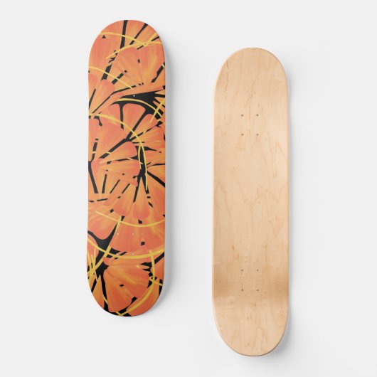 黒檀と柑橘類オレンジトロピカルアートデザイン スケートボード (正面)