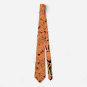 黒檀と柑橘類オレンジトロピカルアートデザイン ネクタイ (正面)