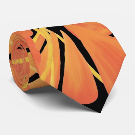 黒檀と柑橘類オレンジトロピカルアートデザイン ネクタイ (ロール)