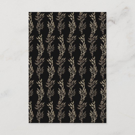 黒檀の植物性モノグラムの結婚金ゴールド エンクロージャーカード (裏面)