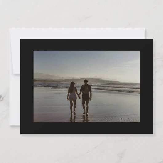 黒檀の植物性モノグラムの結婚金ゴールド セーブザデート (裏面)