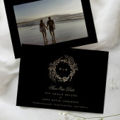 黒檀の植物性モノグラムの結婚金ゴールド セーブザデート