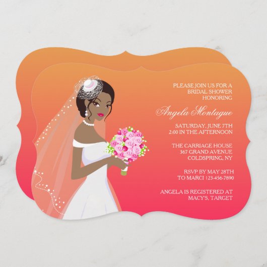 黒檀の美しいのブライダルシャワーの招待状 招待状 (正面/裏面)