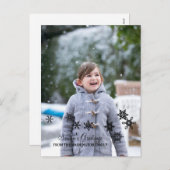 黒檀エレガント雪片クリスマス写真はがき シーズンポストカード (正面/裏面)