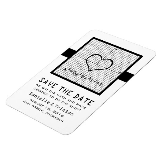 黒檀ハート数学グラフ日付マグネットを保存 マグネット (左側)