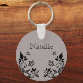 黒檀バタフライフローラキーチェーン キーホルダー (正面)