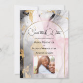 黒檀バラと金ゴールド抽象芸術大理石 招待状 (正面)