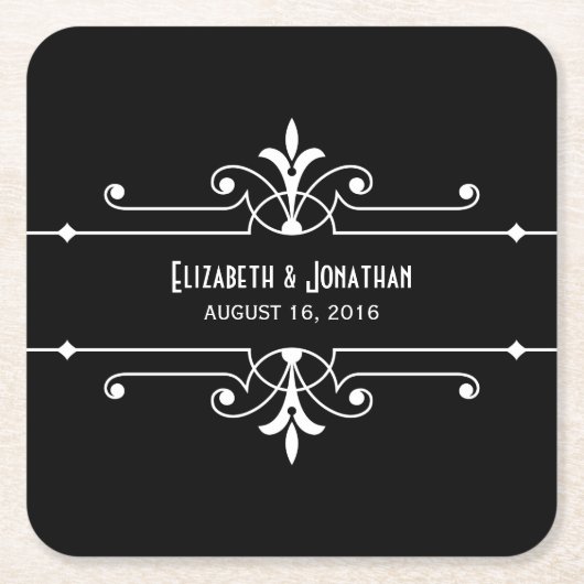 黒檀ファンシー装飾紙コースター スクエアペーパーコースター (正面)