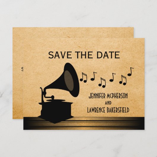 黒檀ヴィンテージ蓄音機が日付ポストカードを保存 案内ポストカード (正面/裏面)