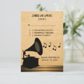 黒檀ヴィンテージ蓄音機応答カード 出欠カード (スタンド正面)