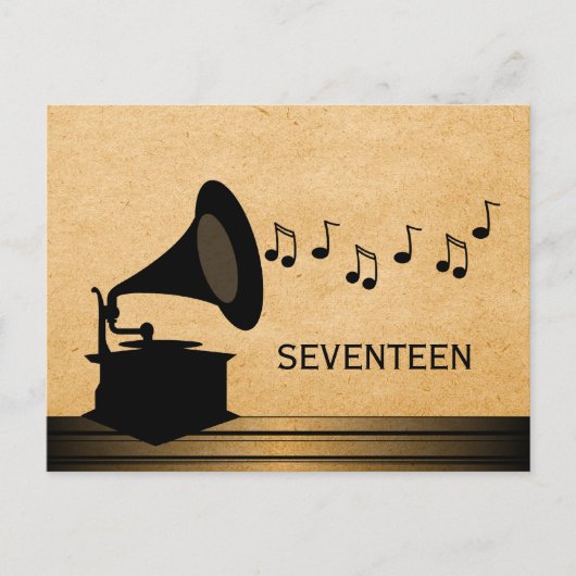 黒檀ヴィンテージ蓄音表はがき ポストカード (正面)