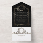 黒檀金ゴールド植物性リースクラシック結婚ズ オールインワン招待状 (内側)