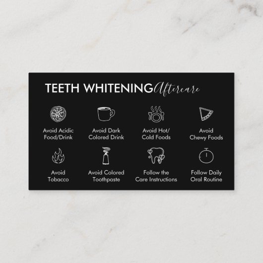 黒歯のホワイトニングのアフターケアのヒント 名刺 (裏面)