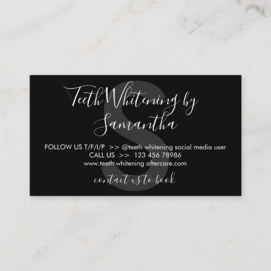 黒歯のホワイトニングのアフターケアのヒント 名刺 (正面)