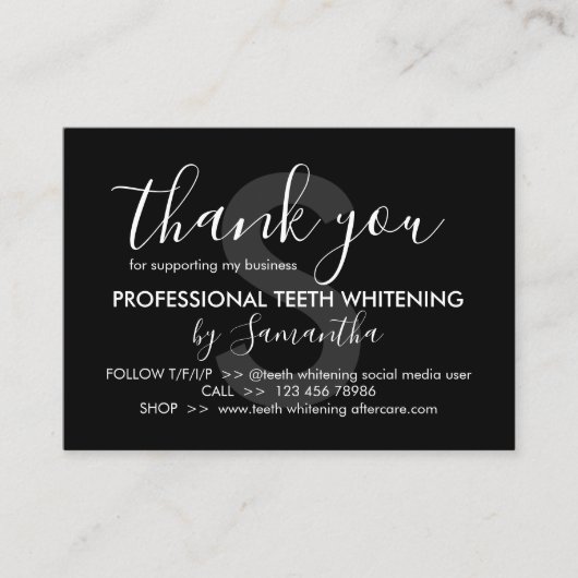 黒歯ホワイトニングアフターケアのヒントありがとう 名刺 (正面)
