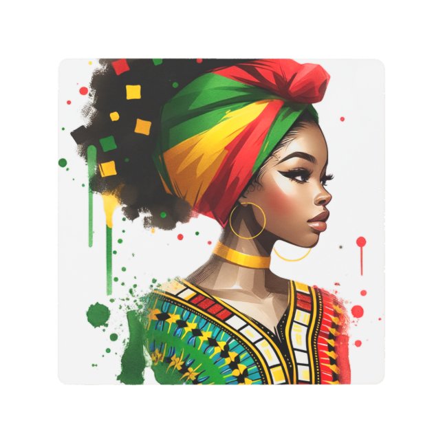 黒歴史月メラニン男性女性子供 メタルプリント (正面)