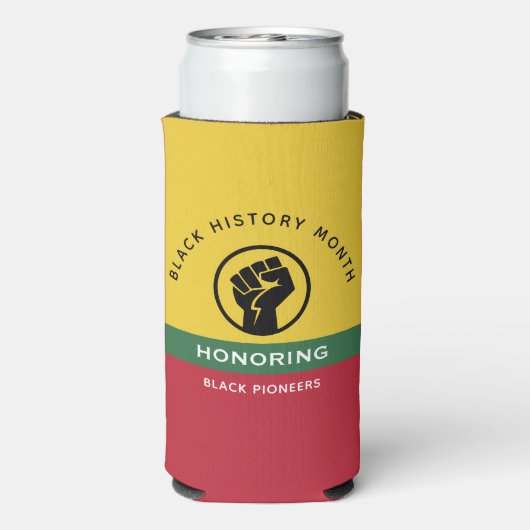 黒歴史月間アフリカンアメリカン曲線文字 スリム缶クーラー (Seltzer裏面)