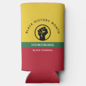 黒歴史月間アフリカンアメリカン曲線文字 スリム缶クーラー (裏面)