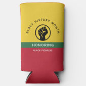 黒歴史月間アフリカンアメリカン曲線文字 スリム缶クーラー (正面)