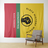 黒歴史月間アフリカンアメリカン曲線文字 タペストリー (インサイチュ(横))