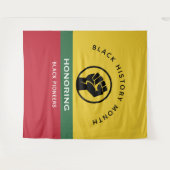 黒歴史月間アフリカンアメリカン曲線文字 タペストリー (正面(横))