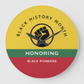 黒歴史月間アフリカンアメリカン曲線文字 ラージ壁時計 (正面)