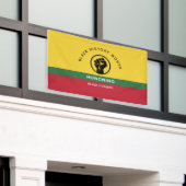 黒歴史月間アフリカンアメリカン曲線文字 横断幕 (ビルの外側)