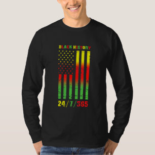 黒歴史月間247365アフリカ系アメリカ国旗P Tシャツ