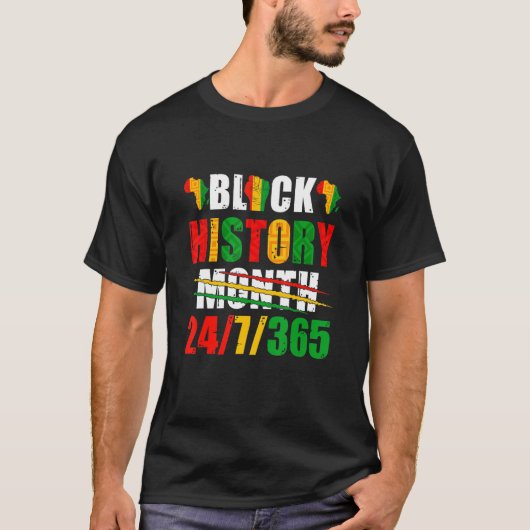 黒歴史月247365アフリカ女性男性ティー Tシャツ (正面)