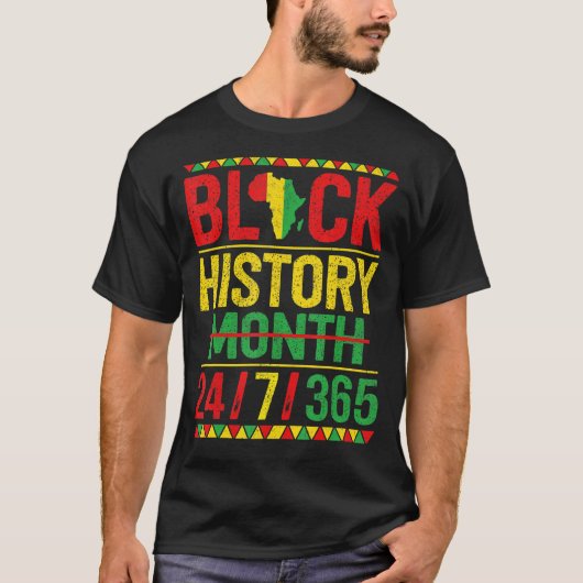 黒歴史月247365アフリカ系アメリカンメラニ Tシャツ (正面)
