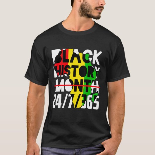 黒歴史月247365アフリカ系アメリカ人プライド Tシャツ (正面)