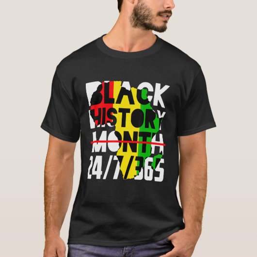 黒歴史月247365アフリカ系アメリカ人プライド Tシャツ (正面)