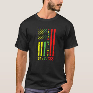 黒歴史月247365アフリカ系アメリカ国旗B Tシャツ