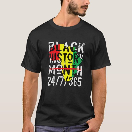 黒歴史月24 7 365アフリカ地図メラニン20 Tシャツ (正面)