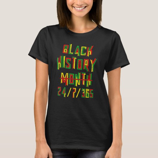 黒歴月247365アフリカメラニンブラックP Tシャツ (正面)