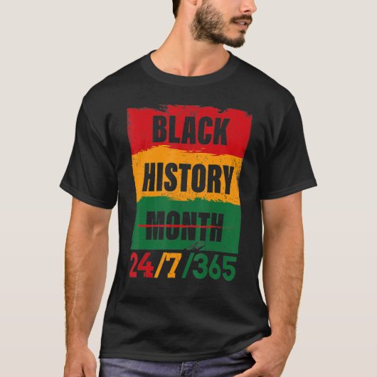 黒歴月247365アフリカメラニンブラックP Tシャツ (正面)