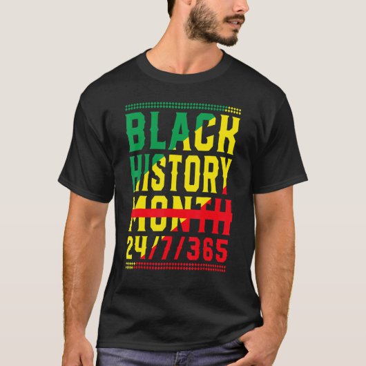 黒歴月247365メラニンプライドアフリカA Tシャツ (正面)