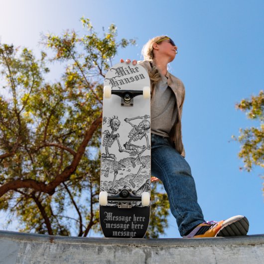 黒死中世パーソナライズされたスケルトン スケートボード (室外1)