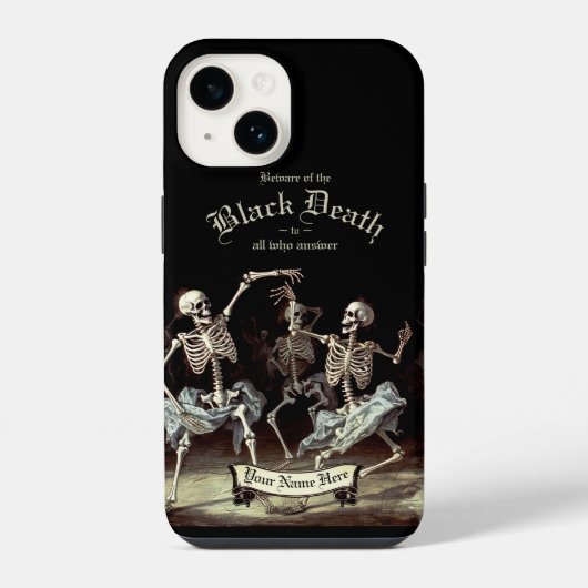 黒死病ダンシングスケルトンハロウィン iPhoneケース (裏面)