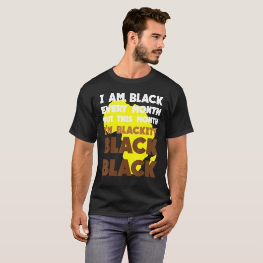 黒毎月ブラックヒストリアフリカBhm Blackki Tシャツ (正面フル)
