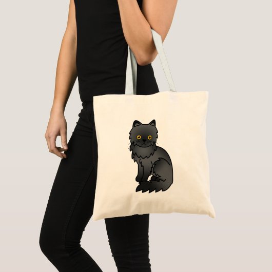 黒毛のペルシャ猫のイラスト トートバッグ (正面(商品))