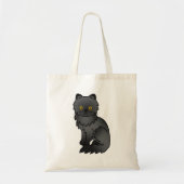 黒毛のペルシャ猫のイラスト トートバッグ (正面)